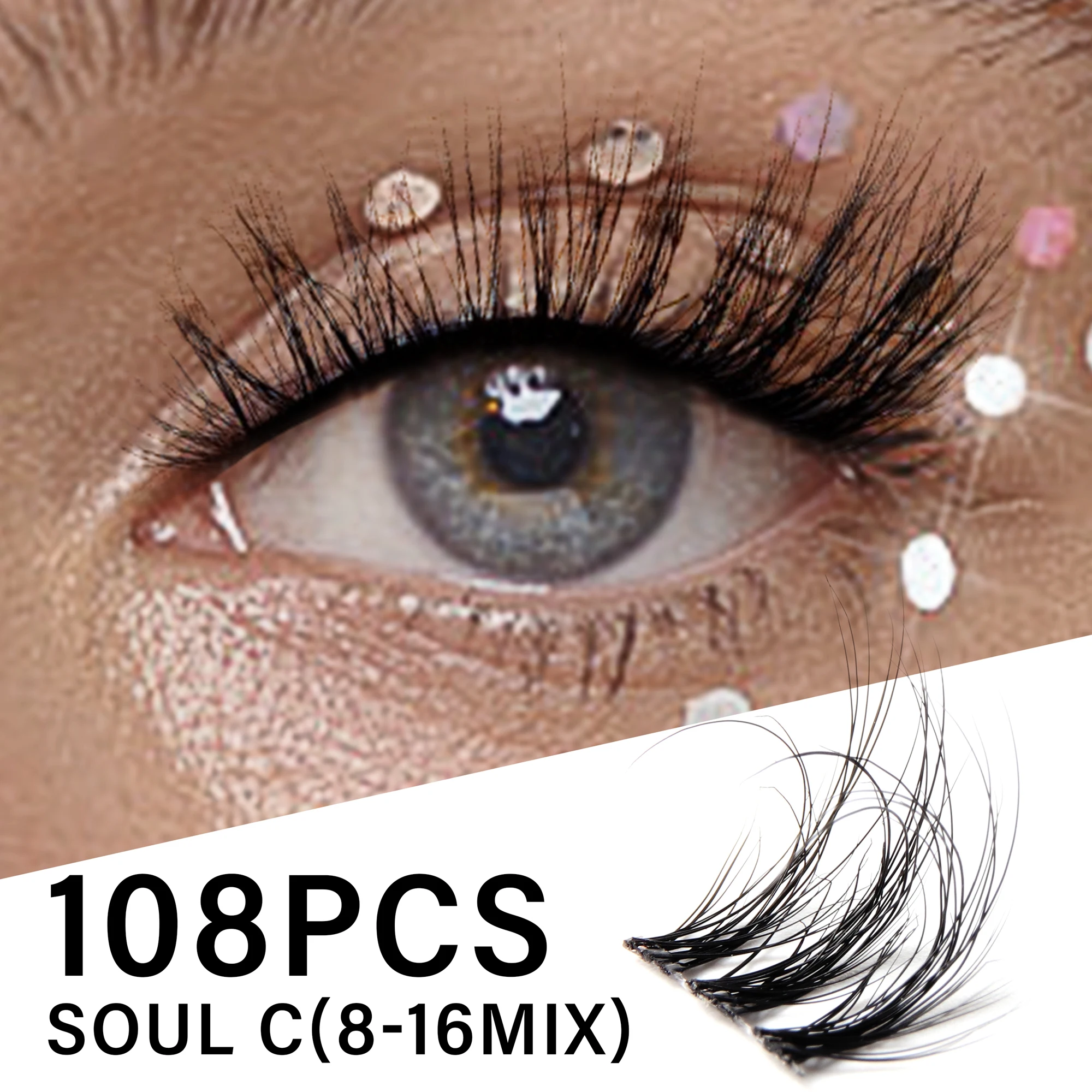 Lash Clusters 0.05mm Individual Lashes 3D Wispy Lash Extension 0.1mm Super Thin Band Resuable Natural Lashes 8-16mix Lashes