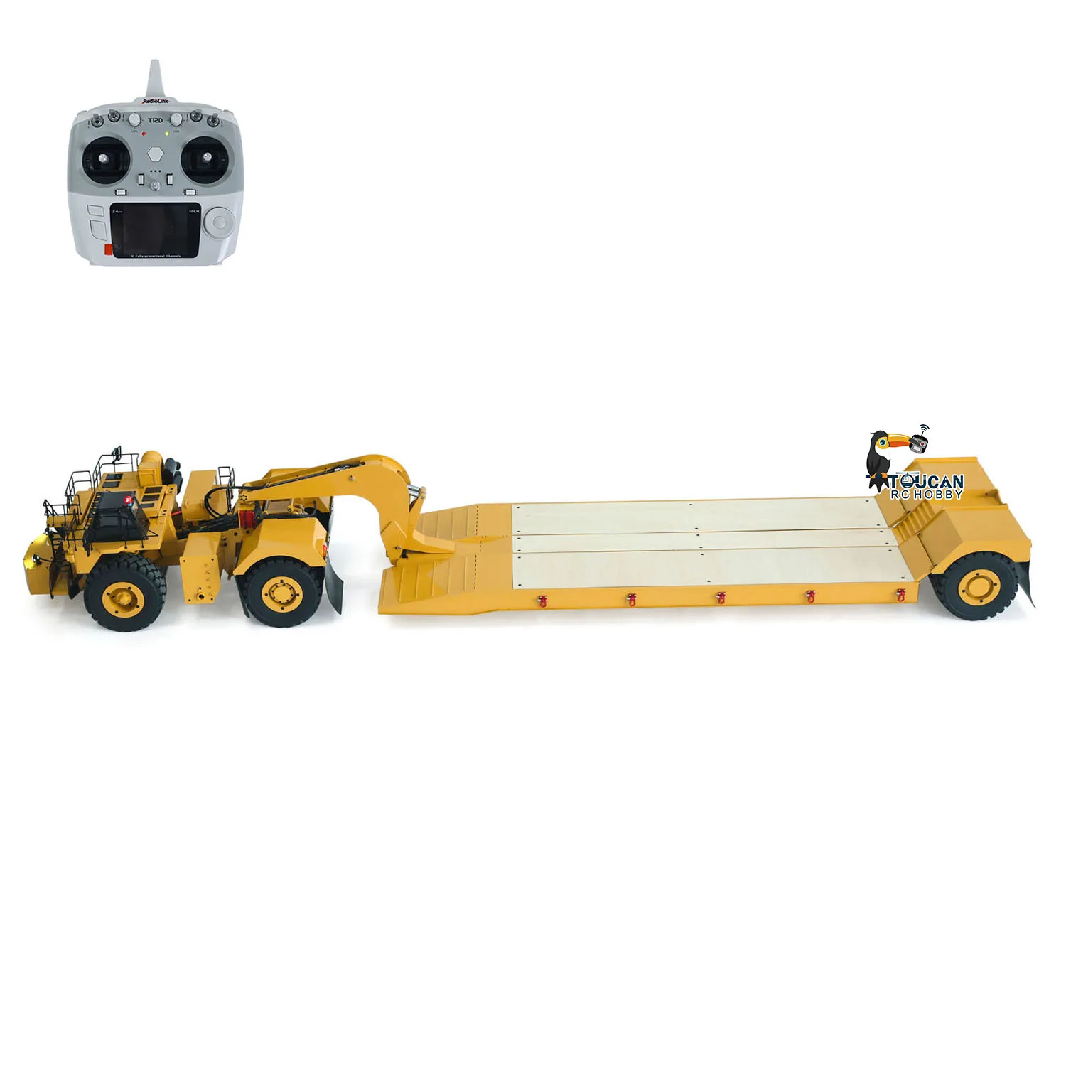1.8Meters Long! Metal 1/20 C739D PRO RC Heavy Duty Hydraulic Mining Truck Trailer Gooseneck Car Radio Control Construction Toys