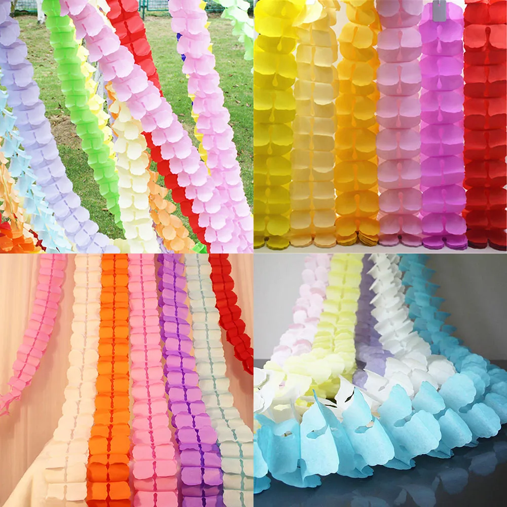 1-50pcs 3Meter Paper Garland Pull Flower For Party Pull Flower Banners Garland for Kids Party Layout Venue Wedding Hanging Decor