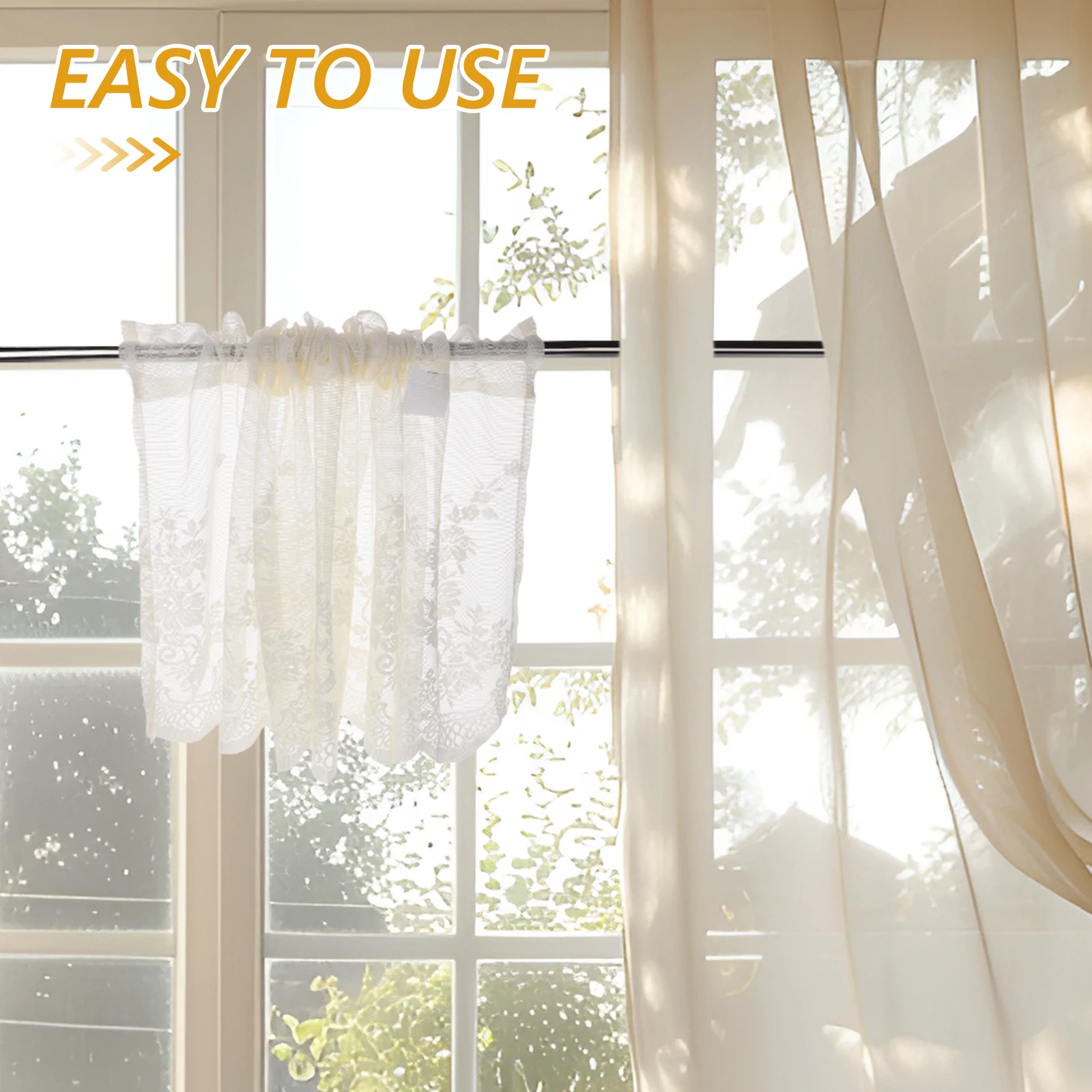

Curtains Lace Blue Valances for Windows Small Door Beige Vintage Style Coffee Travel