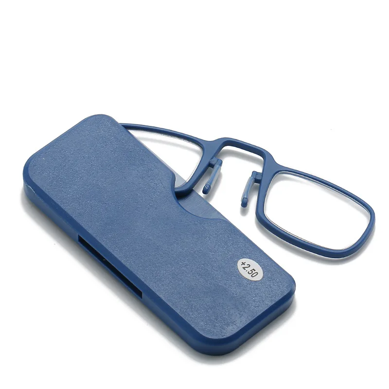 Portable Mini Clip Nose Bridge Reading Glasses Ultra Thin Reading Glasses 100-250 Presbyopic Glasses with Case