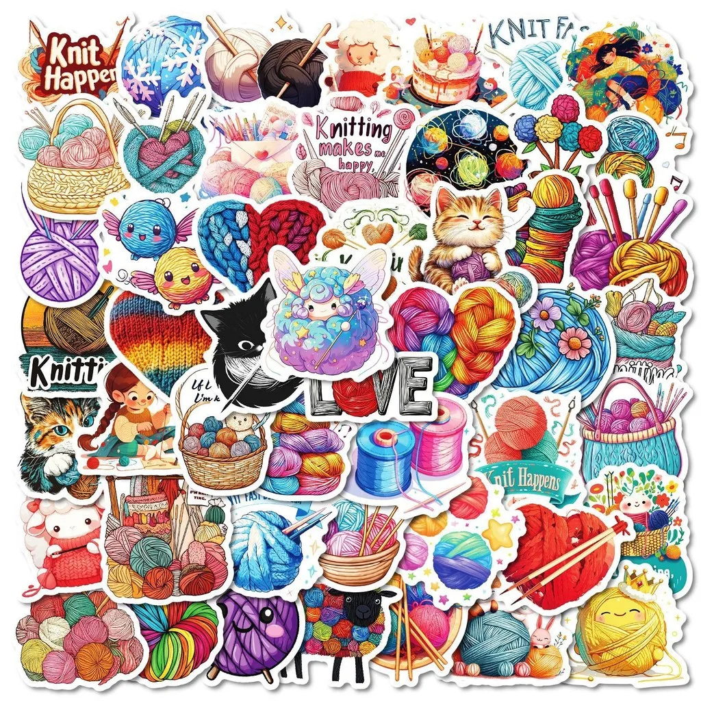 50Pcs Cute Knitted Rabbit & Yarn Ball Stickers, Waterproof DIY Decals for Journal, Notebook and Daily RecordingYourLife Store