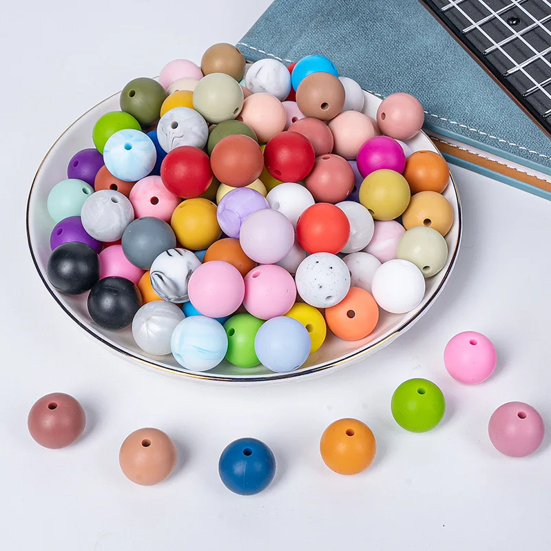 10/30/50Pcs Silicone Beads Jewellery Making 15mm Round Beads DIY Bracelets Beaded Pen Necklaces Jewelry Accessories Wholesale