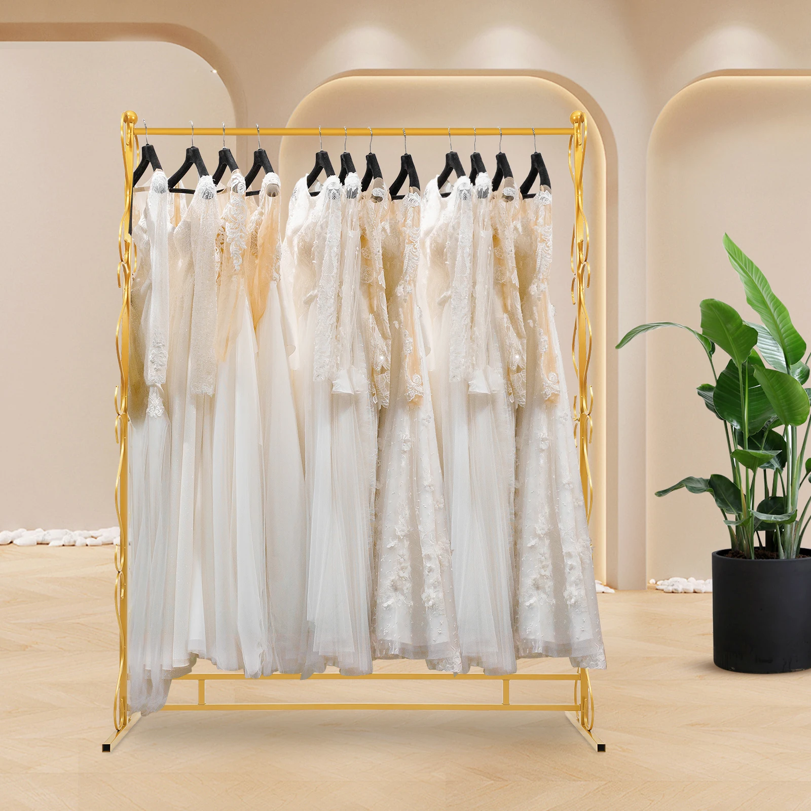 Heavy Duty Gold Clothing Rack for Boutique Display