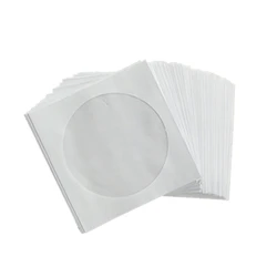 100Pcs Paper Envelop for DVD Disc 8/12cm Media Paper Envelop Sleeves Holder Thin Paper Bag with Transparent Flap isc Sleeve