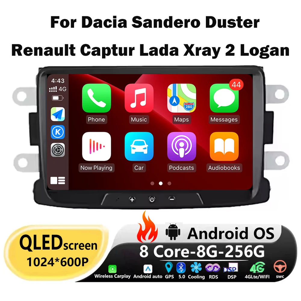 Radio Multimedia para Auto Android 16 de 7'' para Dacia Sandero, Duster, Renault Captur, Lada Xray 2, Logan, con GPS, Navegación, 4G y WIFI