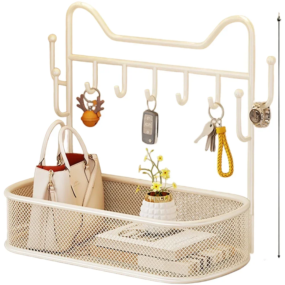 Decorative Iron Key Holder with Minimalist Design for Home Office Entryway 30 15 26cm in Black and White Color Options