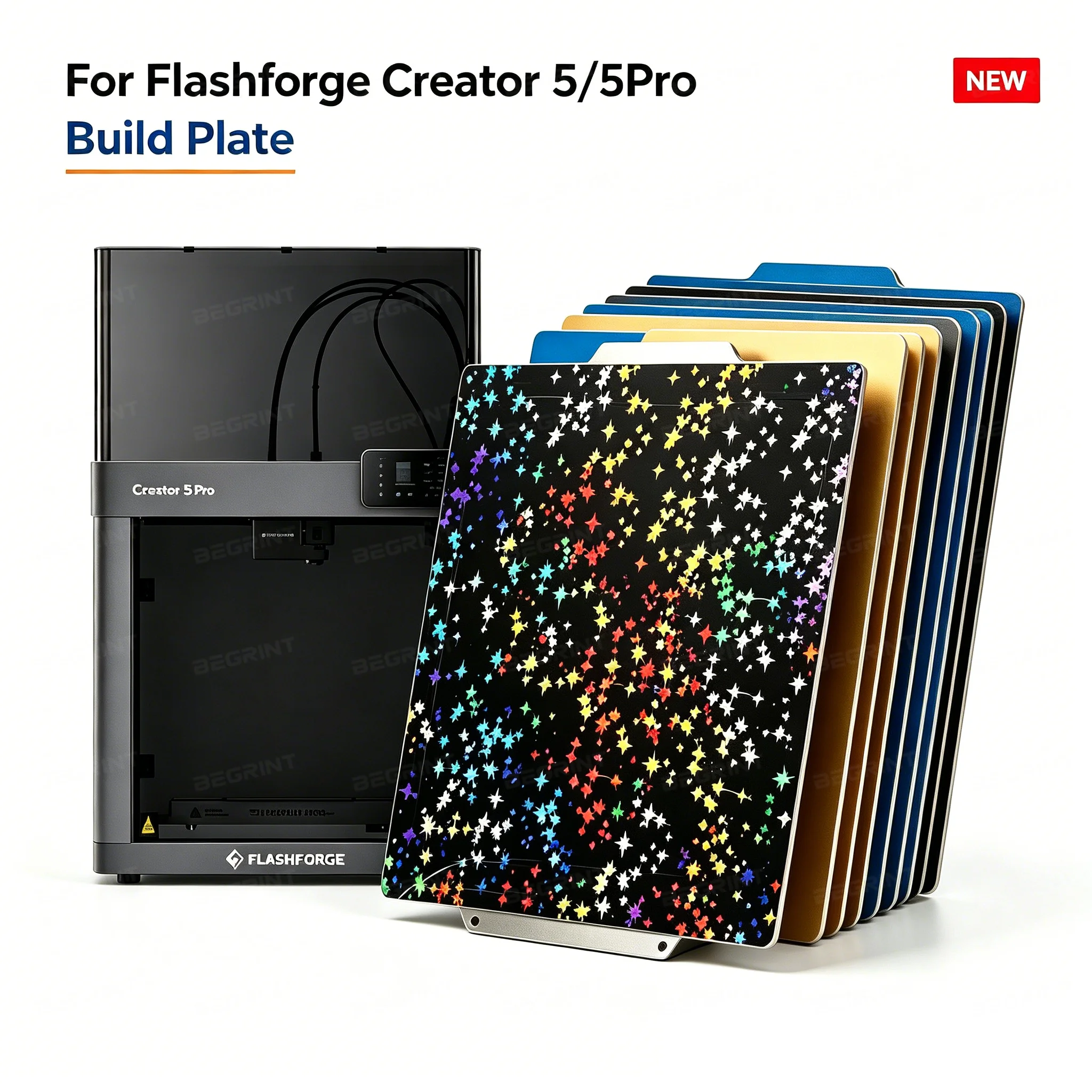 Image of Für Flashforge Creator 5/5 Pro: Beidseitige PEI-Texturierte Federstahl-Druckplatte 266×270mm, Ersatzteil für Heizbett