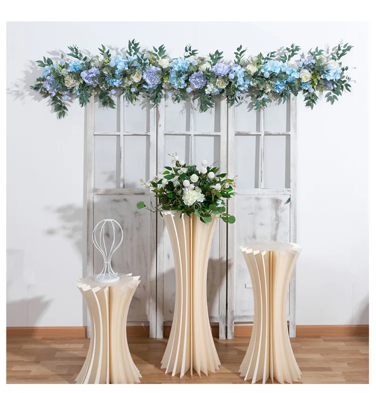 Blaue Künstliche Hortensien-Rosen-Blumenreihe Hochzeits-Hintergrund Bogen Fensterdekoration Künstliche Blumenarrangements für Event-Dekoration – Detail 8