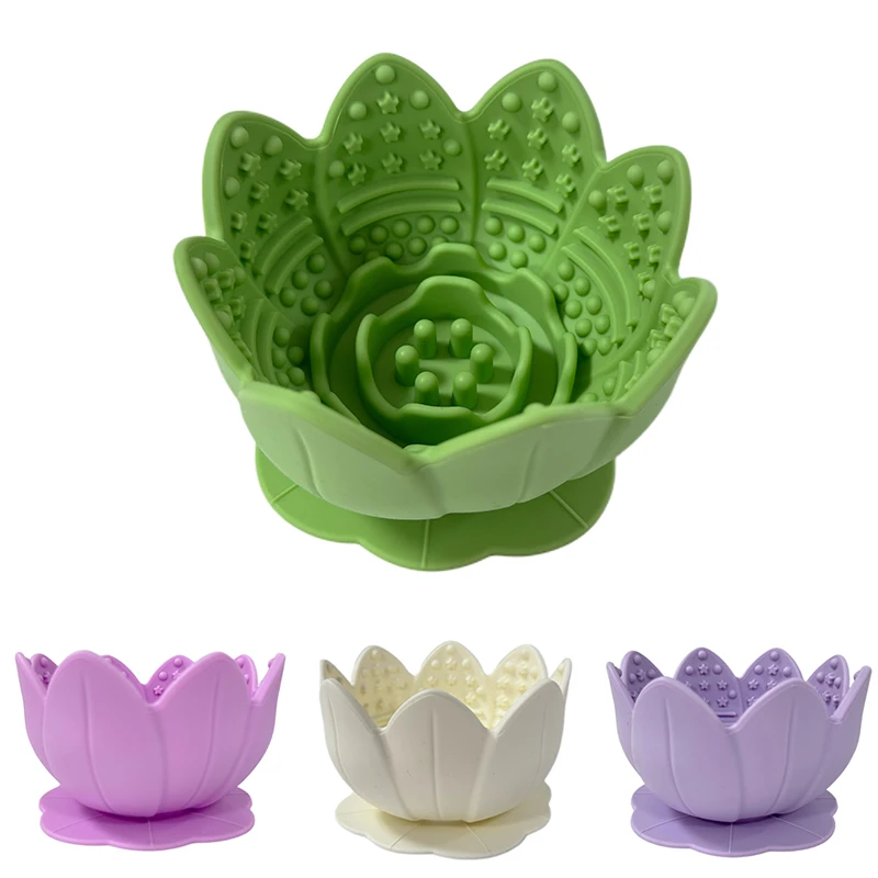 2025 New Silicone Dog Slow Feeder Lotus Pet 2-in-1 Silicone Licking Bowl Concentrated Frozen Slow Feeder Dog Bowl