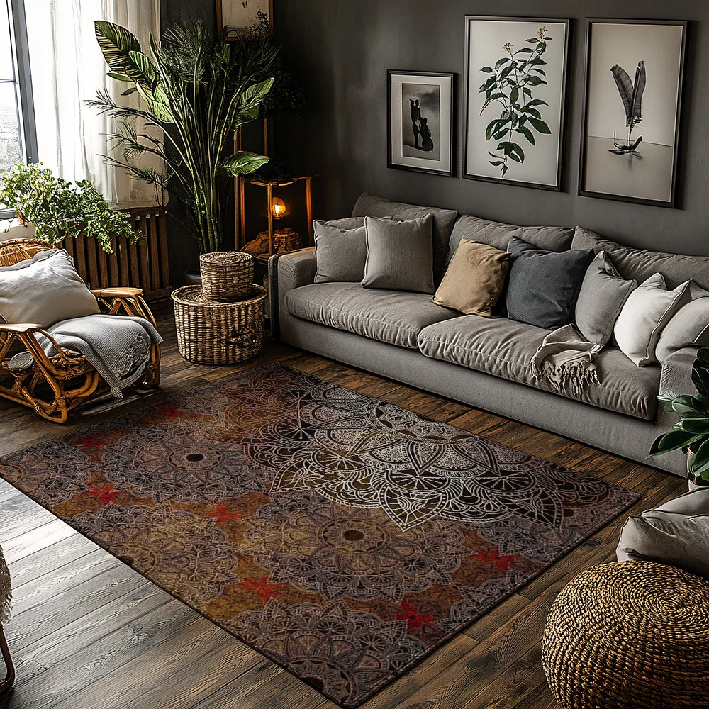 

Boho Area Rug Washable Non Slip Modern Abstract Carpet Living Room Floor Mat Bedroom Decor Home Accent Indoor Outdoor Rugs