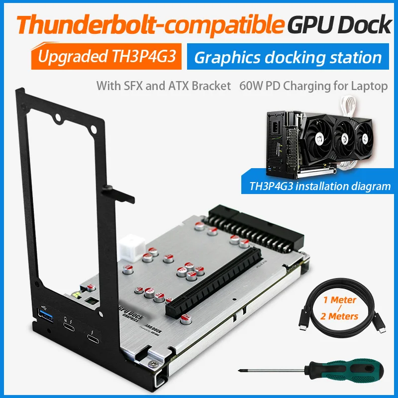 Upgraded TH3P4G3 Thunderbolt-compatible GPU Dock Graphics Card USB3.0 Extended 60W PD Charging with ATX SFX Extended Bracket