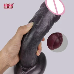 FAAK Silicone Realistic Black Foreskin Dildo With Suction Cup Sex Toys For Women Anal Plug Female Masturbators Flesh Penis