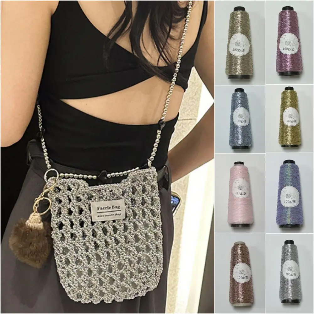 

100g/Roll Multicolor Fine Gold Silver Yarn DIY Dia.0.8mm Shiny Yarn Hand-woven Supplies Crochet Accessories