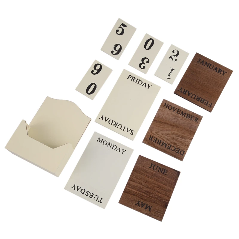 Wood Desk Calendar Retro Vintage Wood Block Perpetual Calendar Wooden Environmental Office Home Desk Decor Diy