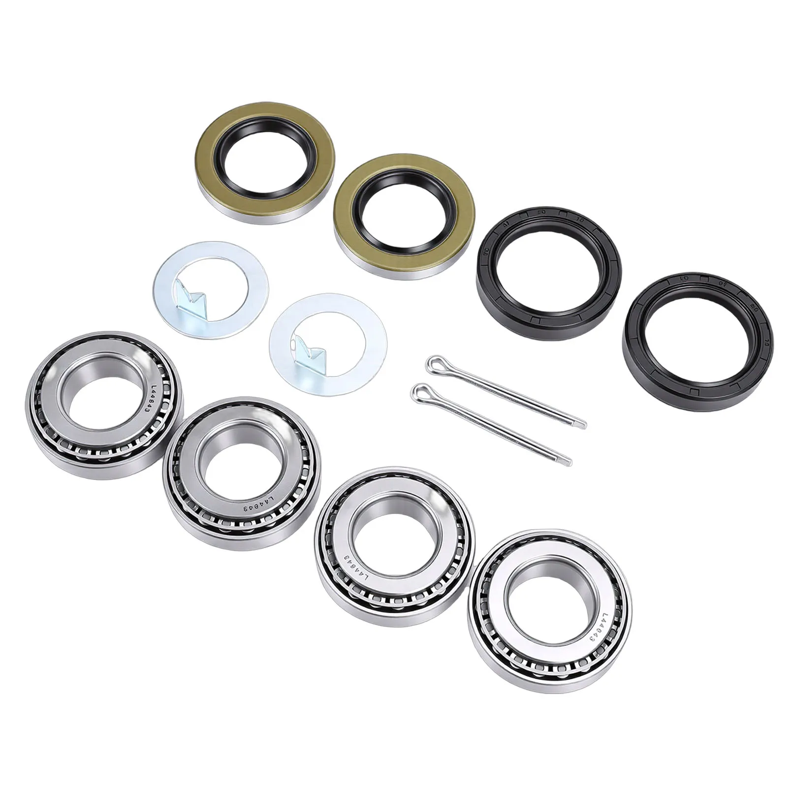 12192TB 2 Set Trailer Wheel Hub Bearings Kit L44643 for 1 Inch 2000-2200Lbs Axle with Grease  Cotter Pin Gasket L44610