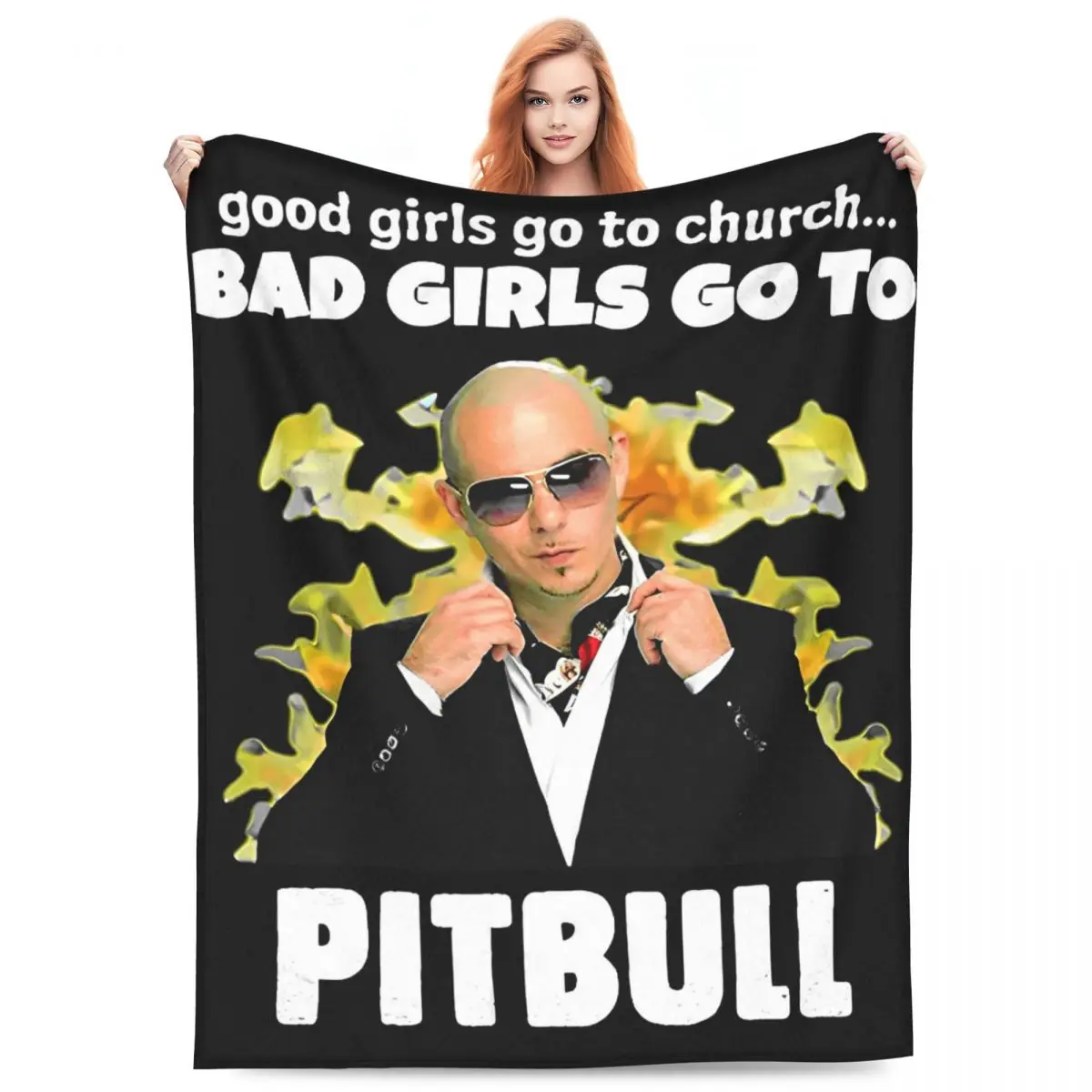 Good Girls Go Church Bad Girls Go Pitbull Flannel Blankets Quality Soft Mr. Worldwide Throw Blanket Winter Sofa Bed Bedspread