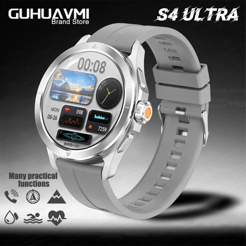GUHUAVMI 2025 S4 Ultra Smart Watch Männer AMOLED Outdoor Sport NFC GPS Kompass Herzfrequenz Wasserdicht Bluetooth Anruf Smart armband 6