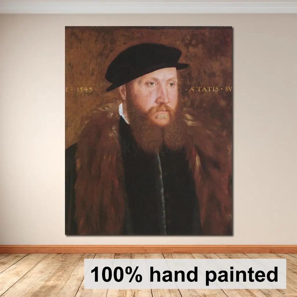 

Картина маслом «Мужчина в черной шляпе» Ханса Холбейна, ручная работа, на холсте, большой портрет, классический декор для кабинета