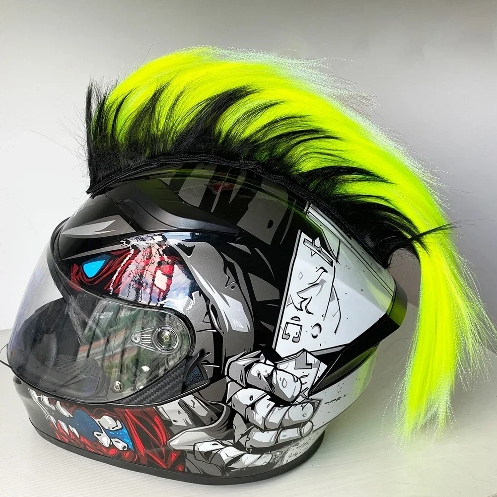 Mohawk helm Wig dekorasi sepeda motor, Wig helm sepeda motor, Wig dekorasi wajah penuh Off Road, stiker tempel rambut