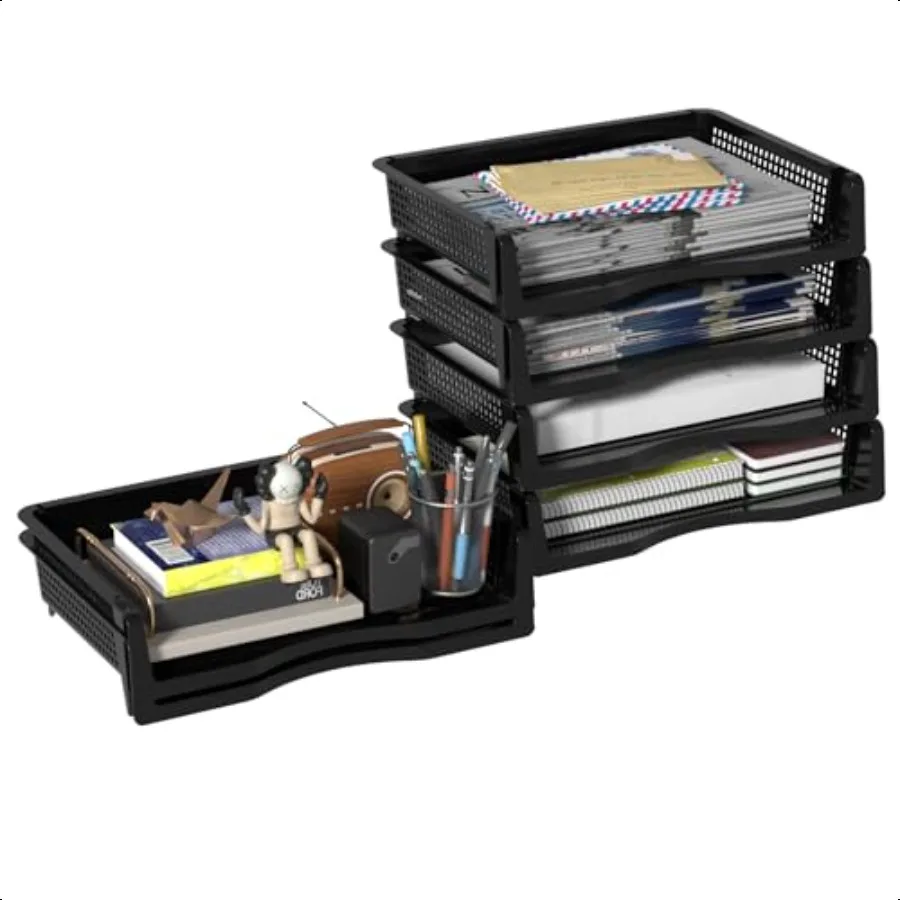 

Штабелируемые лотки для хранения бумажных файлов Rosebloom, пластиковые настольные лотки для писем, 6 упаковок