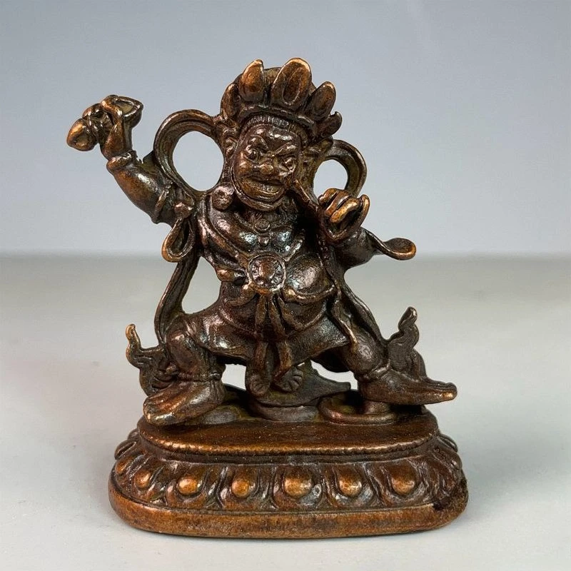 Antique Tibetan Buddhism Mahakala Small Statue, Desktop Ornaments, Amitabha Figurines, Lucky Home Decor Accessories