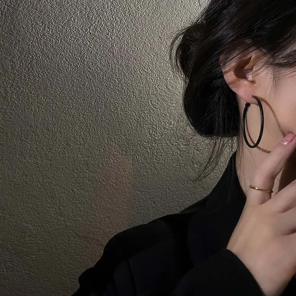 Trendy Temperament Big Circle Frosted Women Alloy Fashion Jewelry Women Earrings Hoop Earrings Korean Style Dangle Earrings