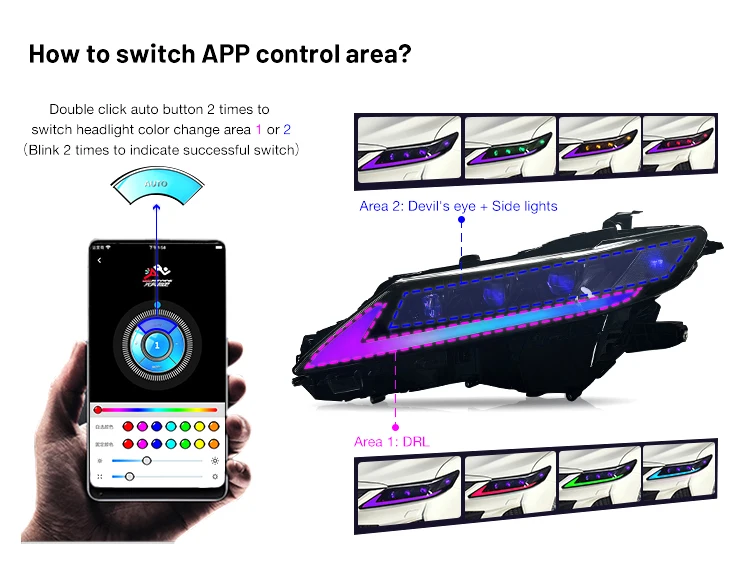 Headlights for Toyota Camry 8th Gen 2018-2024 Triple Beam Front Lamp Assembly