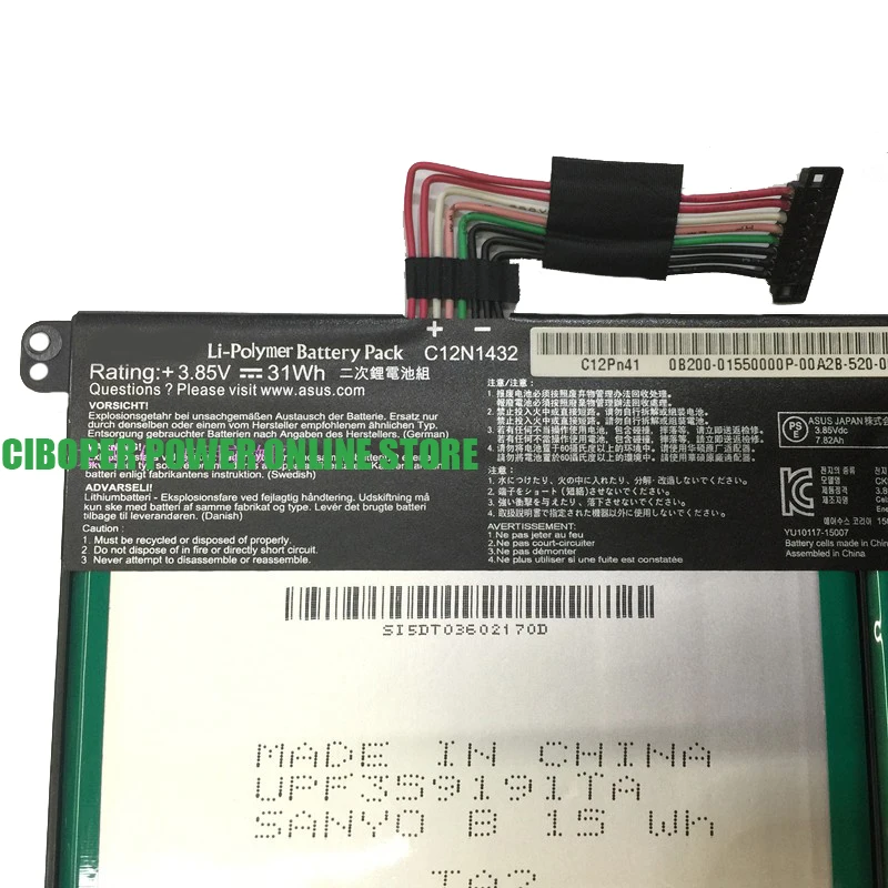 CP Chính Hãng Laptop C12N1432 3.85V3 1WH/8000MAH Cho Chromebook Lật C100PA,C100PA-DB01,C100PA-DB02 0B200-01550000 C100PA-3J