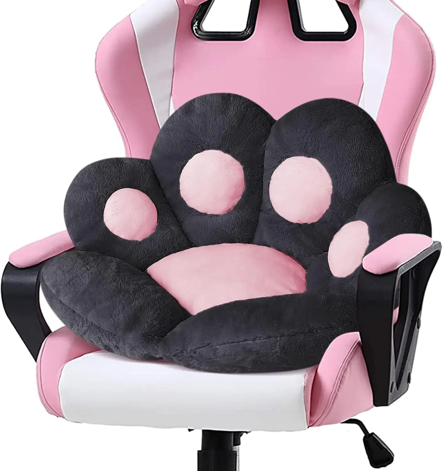 Cat Paw Cushion Kawaii Chair Pad 27.5x23.6 Inch Comfy Sofa Office Floor Pillow for Gaming Chairs Room Decor Black