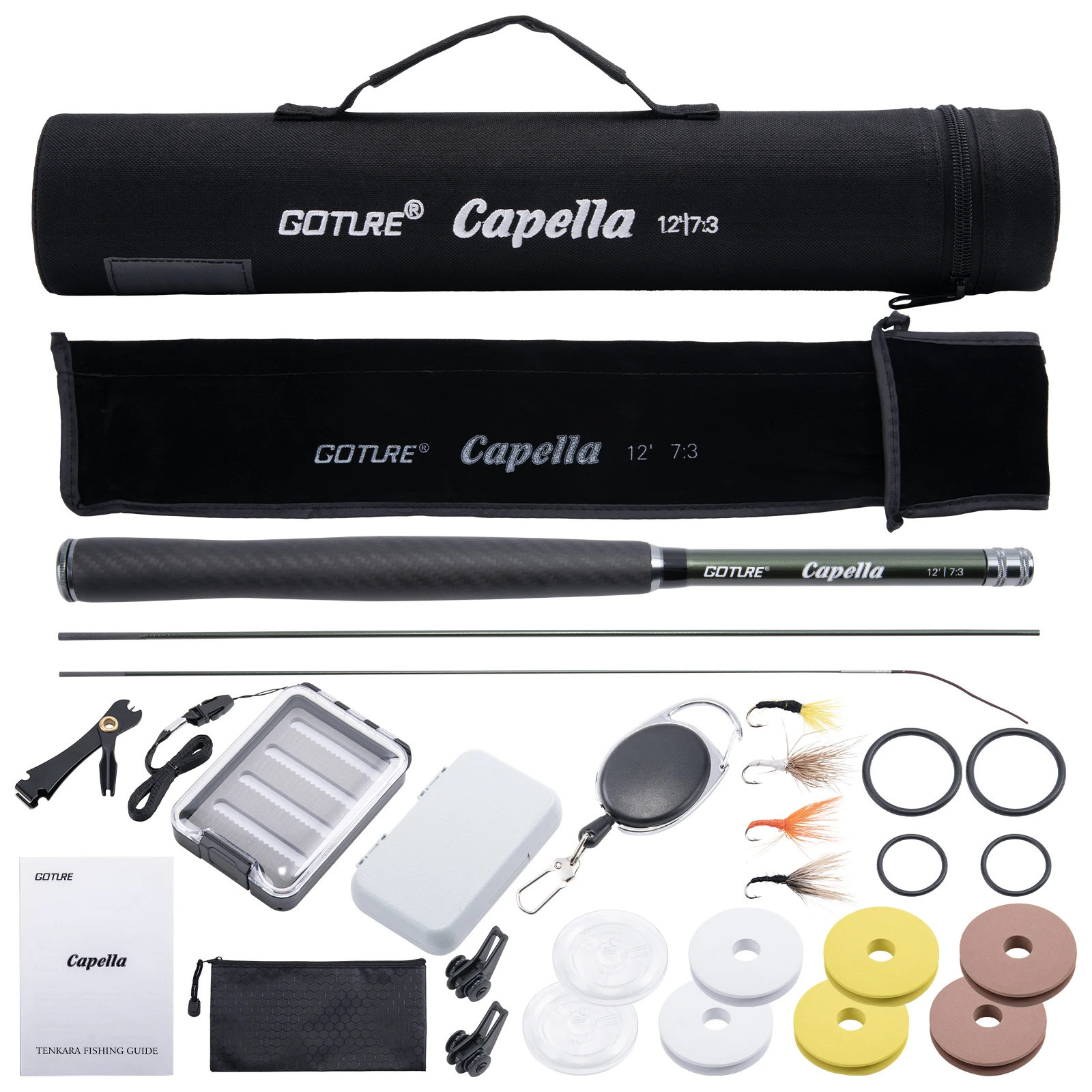 Goture Fly Fishing Telescopic Rod Set Tenkara Kit IM8+10 Carbon Fiber 12FT/3.6M Travel Fishing Tackle with Handbag Gifts for Men view 3