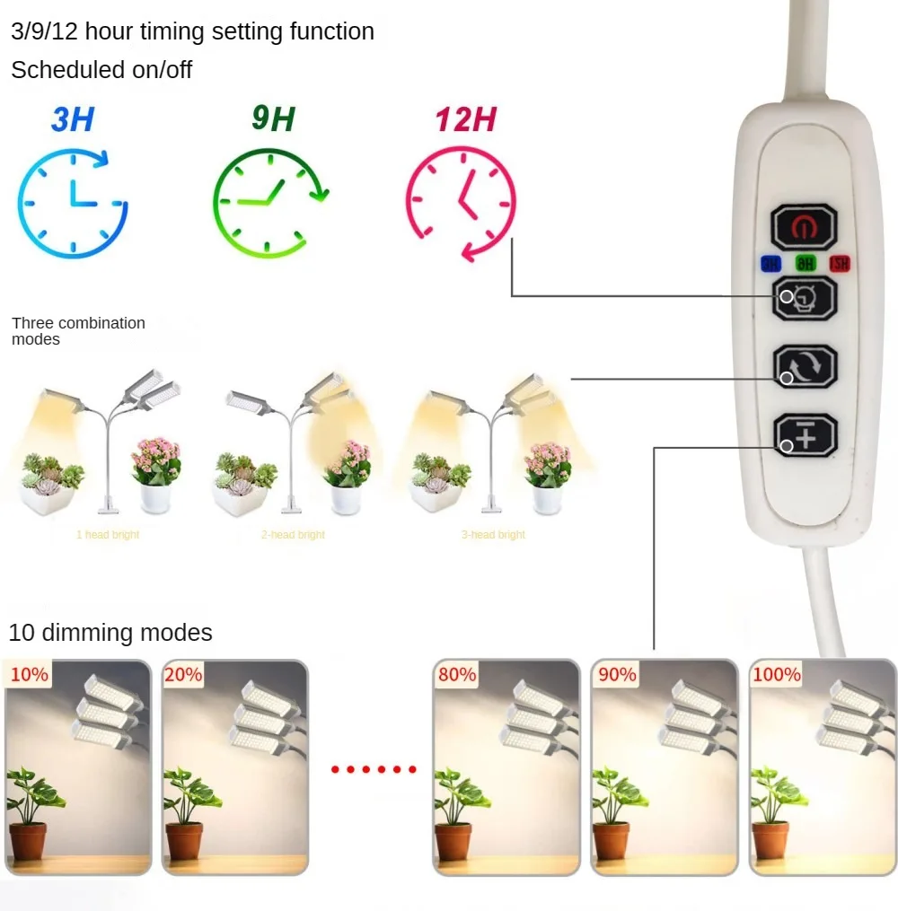 Dimmable Plant Fill Light, Integrated Highlight, Yellow Light, Warm White Light, Indoor Succulent Flowers Plant Growth Light