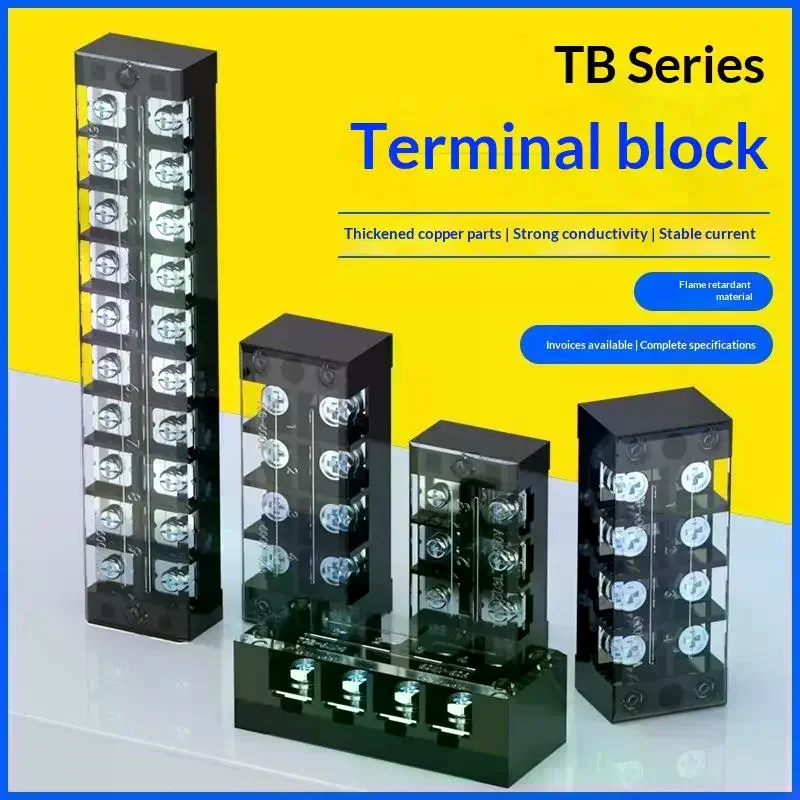 25A 600V Dual Row Barrier Screw Terminal Block Wire Connector TB Series 3 4 5 6 8 10 12 Positions Ways