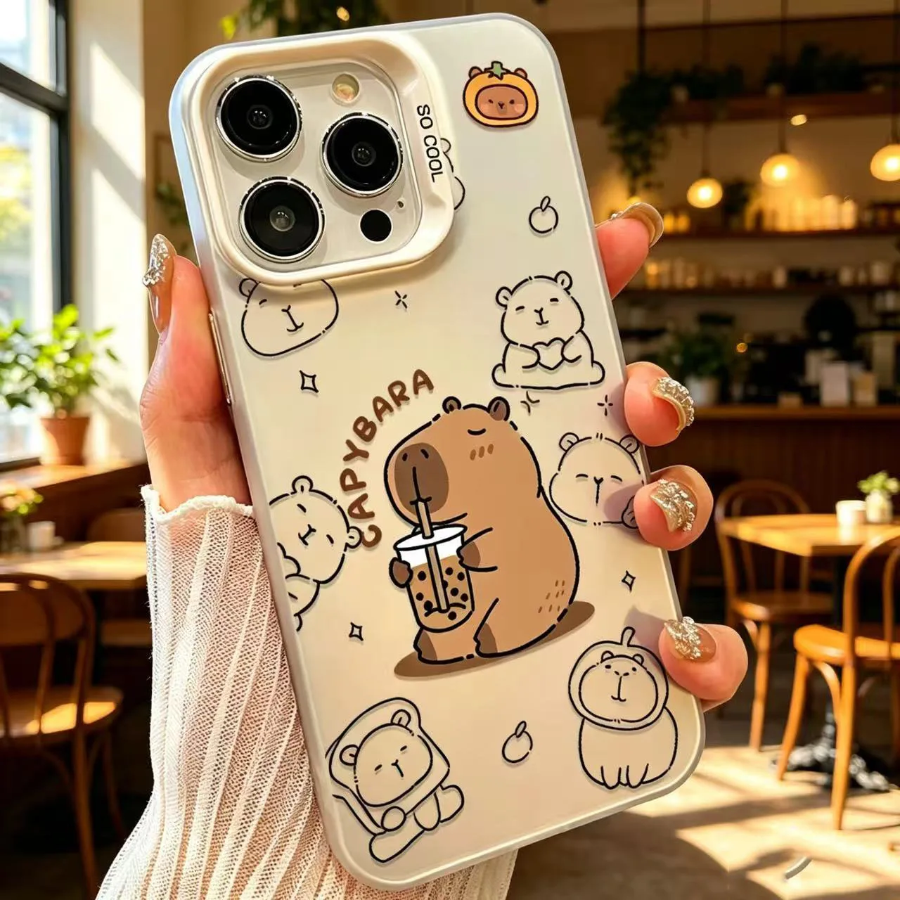 Capybara Drinking Bubble Tea Frosted Case for Samsung Galaxy S26 S25 S24 S23 Plus S22 Ultra S21 S20 FE A57 A56 A55 Acrylic Cover