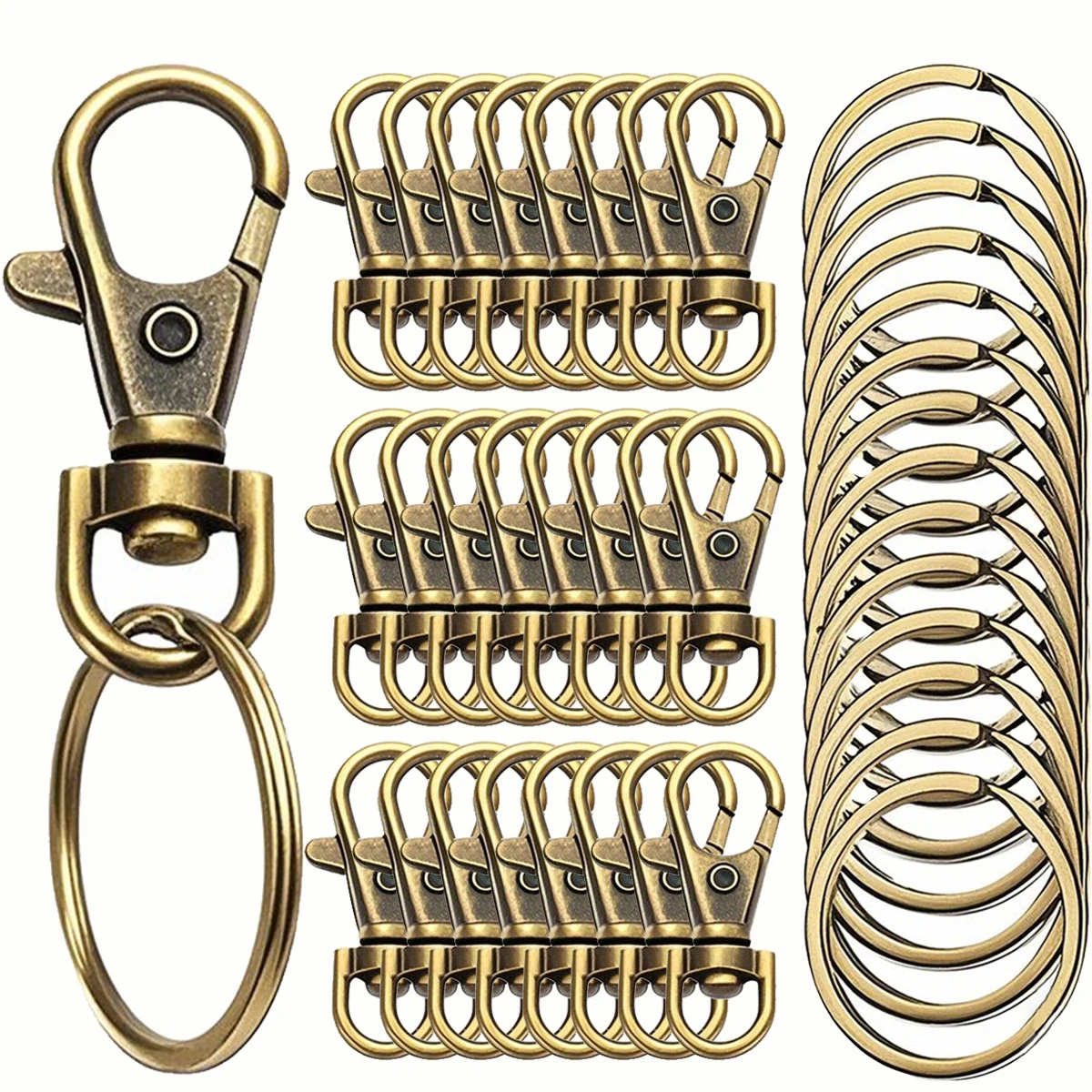 20/40/60/80/100 Stück Schlüsselanhänger-Haken mit Schlüsselanhänger, Schlüsselanhänger-Clip-Haken mit flachem Ring für Schlüsselband, Schmuckherstellung, DIY-Handwerk