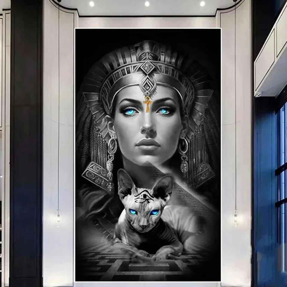 Schwarz weiß cleopatra diy diamant malerei voll quadratisch/rund bohrer mosaik stickerei sphinx haarlose katze kreuz stich