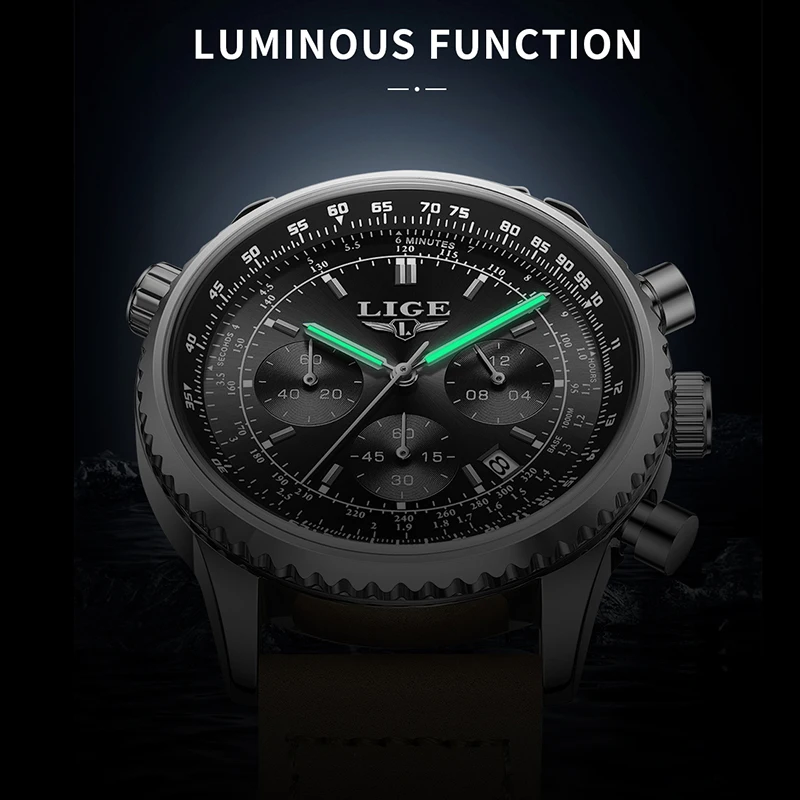

LIGE лучший бренд класса люкс мужские часы модные деловые кварцевые наручные часы водостойкие светящиеся часы с хронографом мужские Reloj Hombre