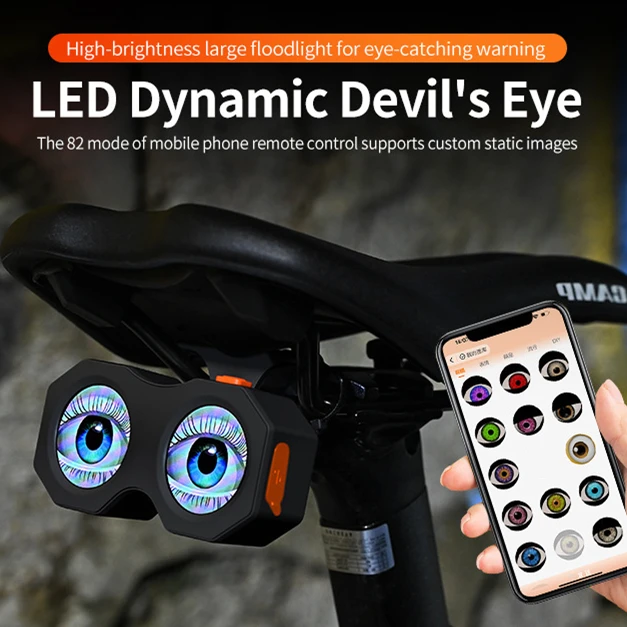 APP Control Dynamic Devil Eye Eagle Eye LED Rear Light Motorcycle E-Bike Rear Mirror Modification Ambient Warning Lamp Accessori