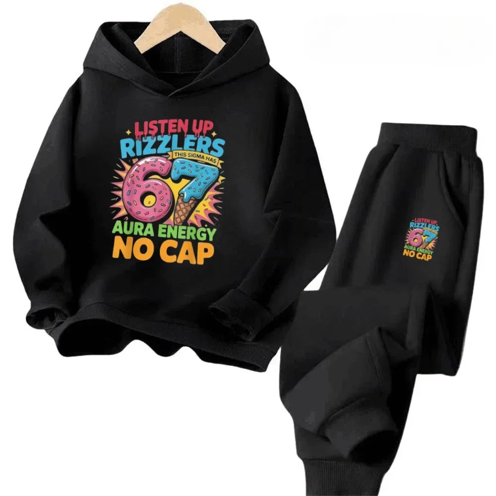 

67 Hot Sale Kids Outfit 4-13Y 2Pcs Cartoon Print Cotton Tracksuit Discount Worldwide Shipping Children's Comfortable Sweatshirt