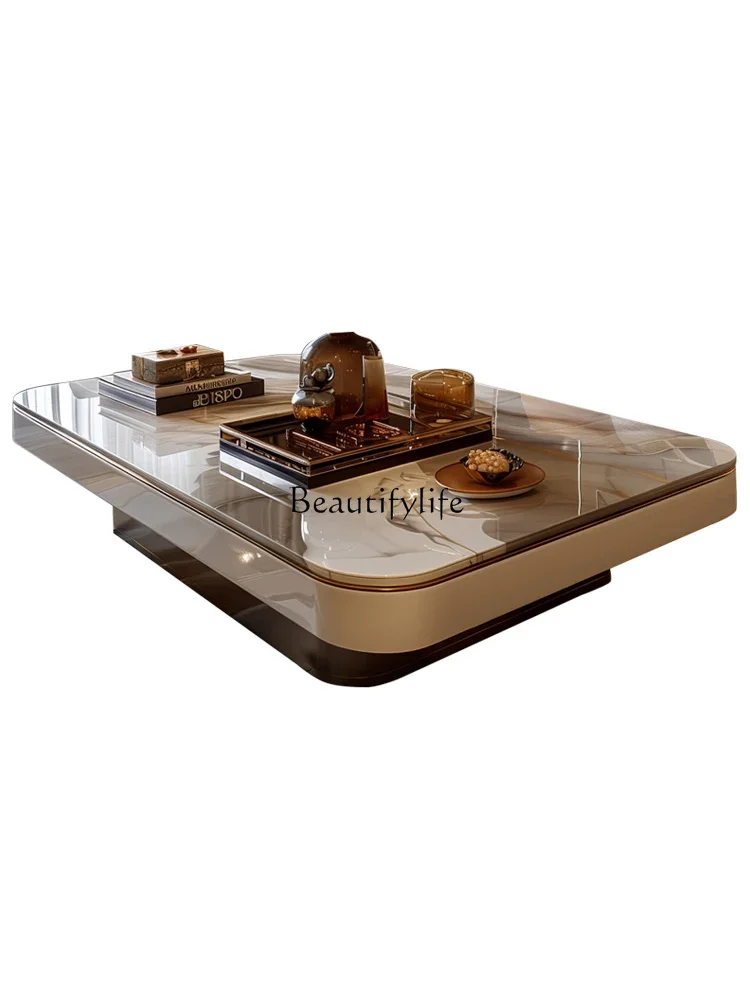 Marble coffee table light luxury modern flat new high-end tea table high-end sense large apartment