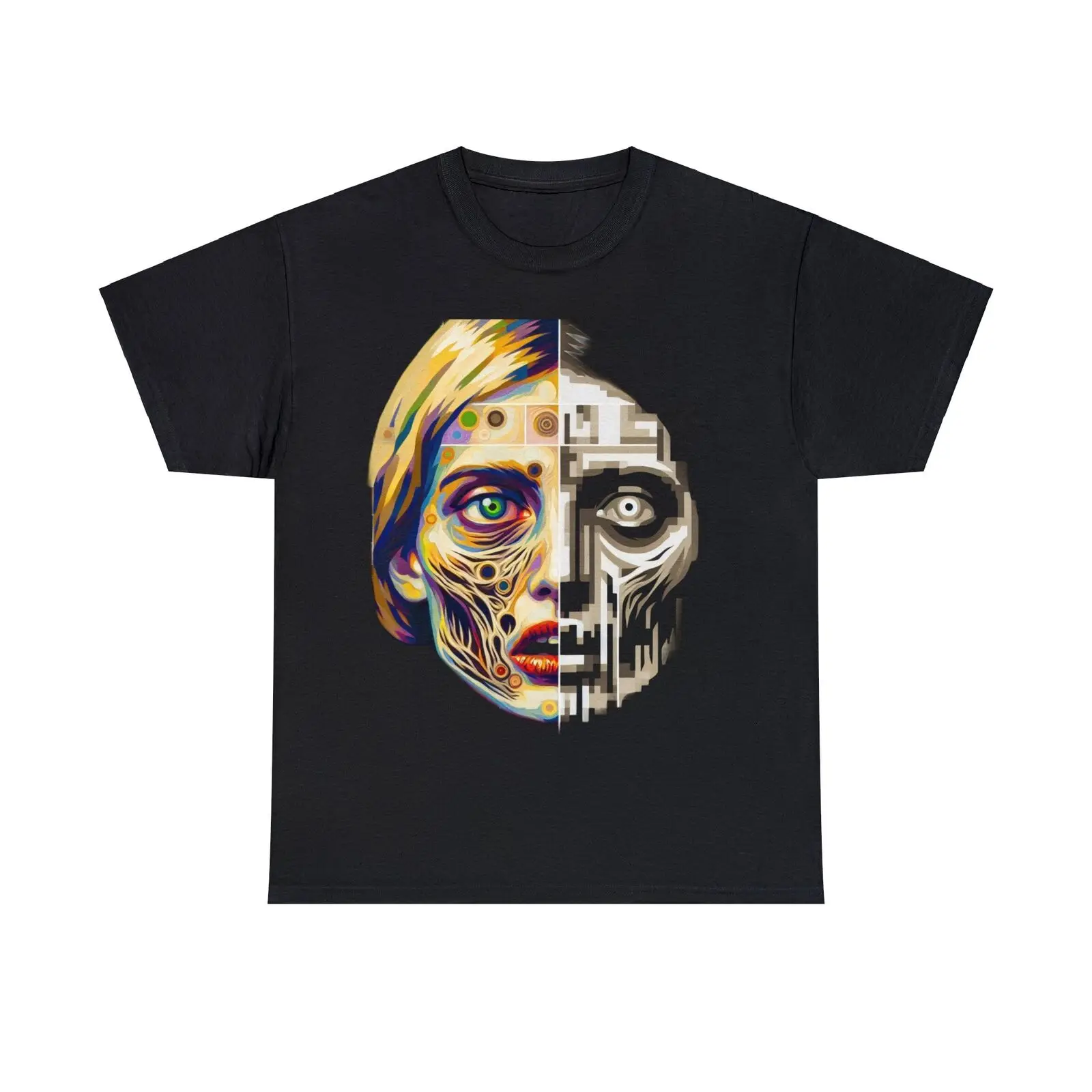 

Adult Horror Zombie T Shirt Eerie Impressionist Undead Portrait Streetwear Scary