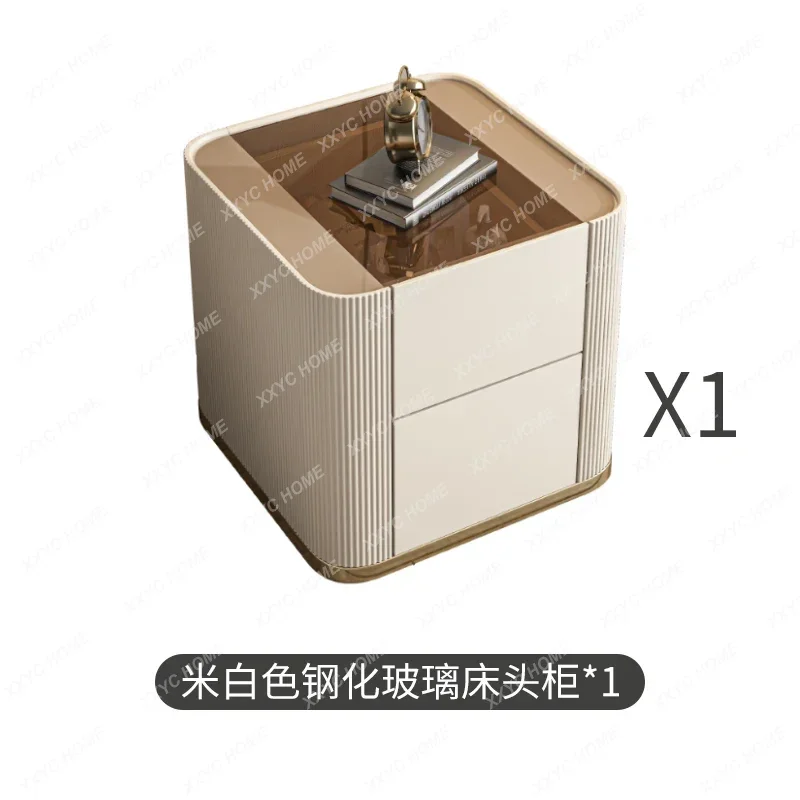 Simple modern bedside table, paint, light luxury storage, minimalist storage, bedside table