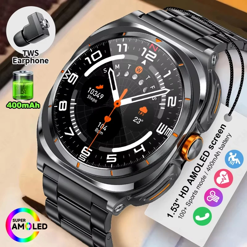 

2025 New Upgraded For Xiaomi TWS 2 in 1 SmartWatch with Headphones Bluetooth Call IP68 Waterproof Outdoor GPS Sport Smartwatch