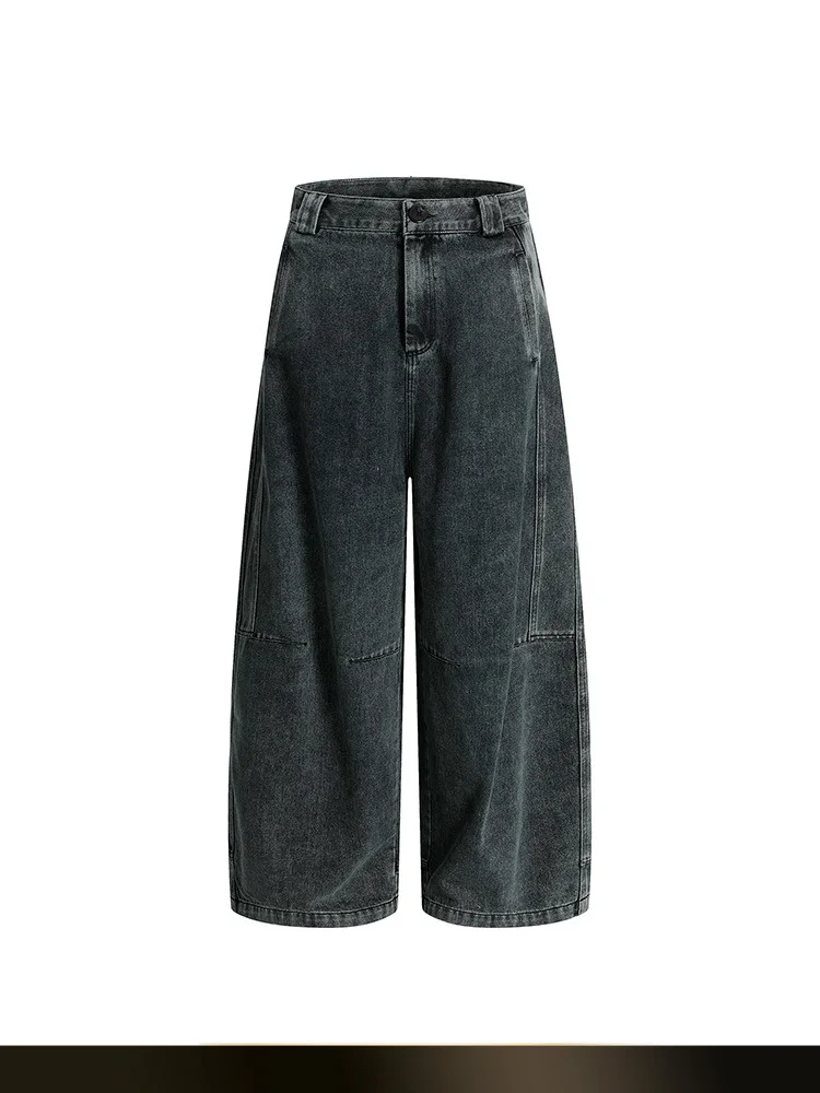 

American Retro Waed Knife Jeans Men's Autumn Street Casual Loose Wide Leg Long Pants Straight Tube Jeans Cotton Polyester