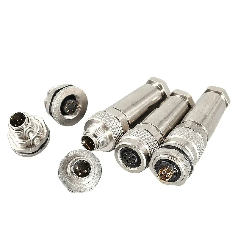 5/10/100 Sets M9 Straight Aviation Plug Socket Connector 2/3/4/5/6/7/8 Pins Waterproof Crimping Welding Plate Front Metal