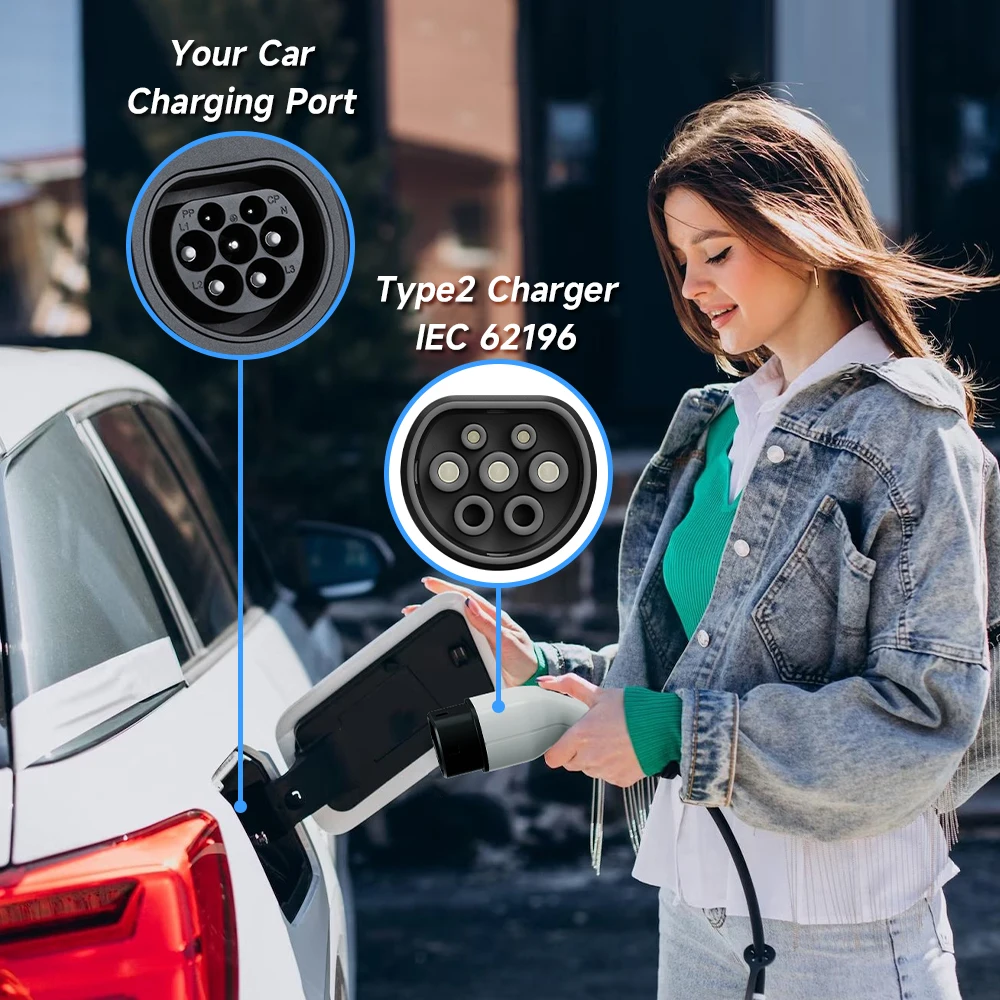 AFEEV 3,5/7 kW tragbares EV-Ladegerät Typ2 IEC62196-2 Elektroauto-Ladegerät 16 A EVSE Schnellladekabel WiFi APP Bluetooth-Steuerung – Detail 9