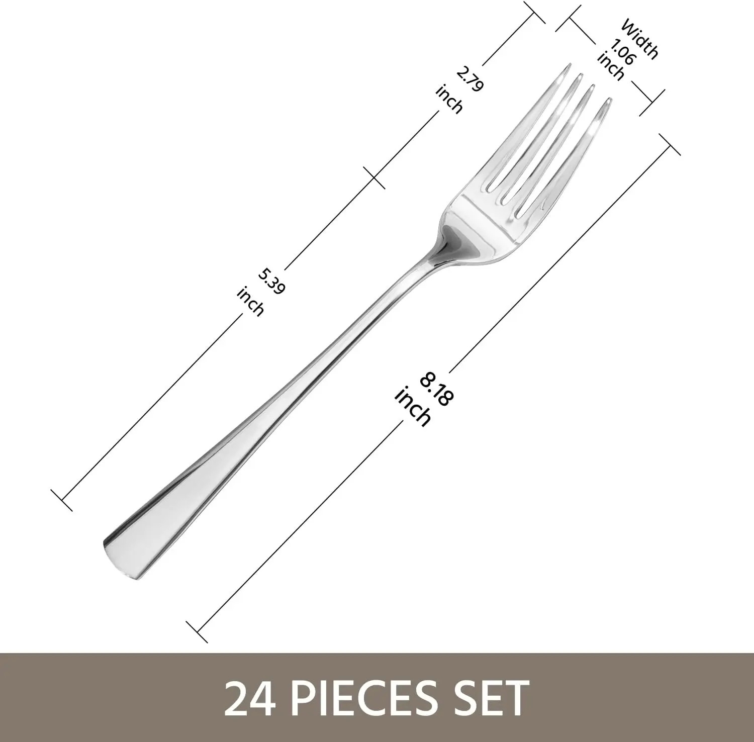 24-Piece 18/10 Stainless Steel Dinner Fork Set, 8.18 Inch Mirror Polished, Dishwasher Safe & Rust Resistant