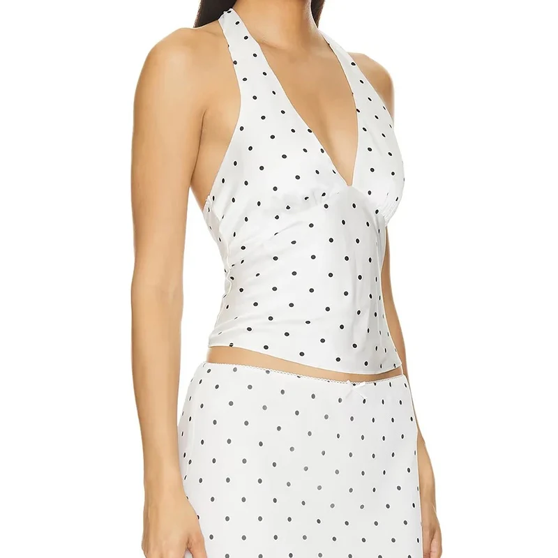 

Faionable Polka Dot ter Ne Strap Skirt Set Women's Spring 2025 Sexy Retro Dr Outfit Z Brand