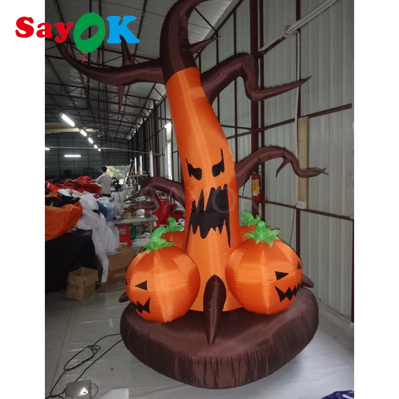 6.56ft Inflatable Halloween Pumpkin Tree Model Decoration Inflatable Halloween Tree Lighting With Pumpkins For Party Shows