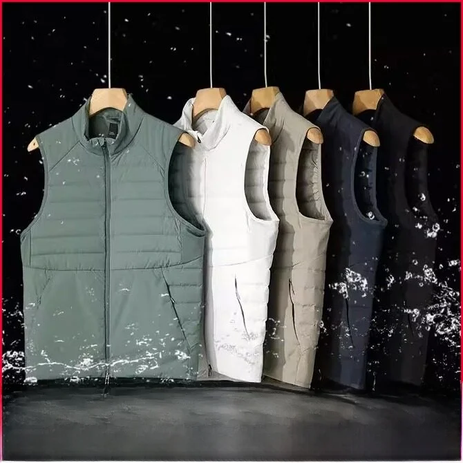 

U Replacement Outdoor Men's down Vest Windproof Water-Resistant Warm Stand Collar Faionable Nylon Youth Active Sle Zipper